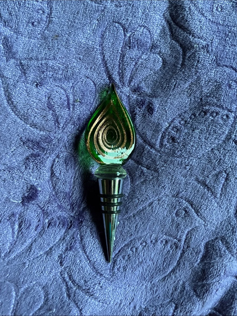 Green Glass Flame Bottle Stopper